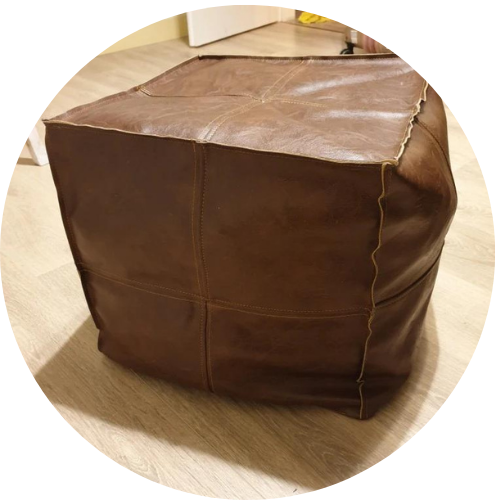 Gregory Leather Pouf