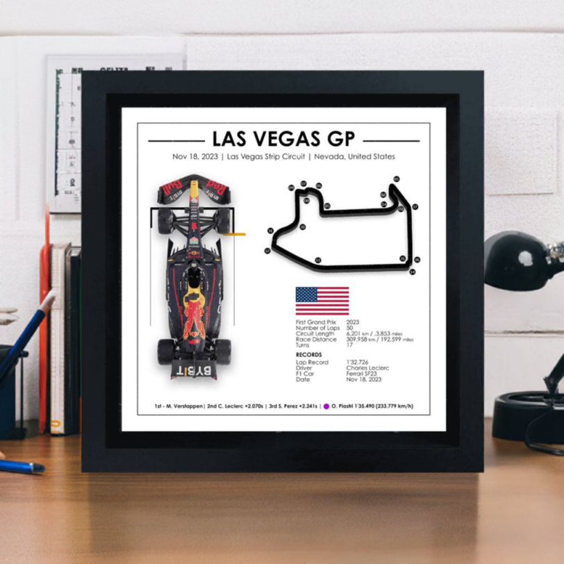 Max Verstappen Las Vegas Grand Prix - Las Vegas Strip Circuit - F1 3D Gift Ideas