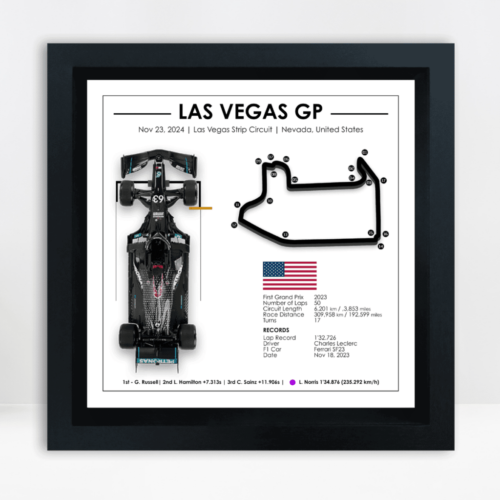 George Russell - Las Vegas Grand Prix 2024 - Formula 1 3D Showpiece - Motorsports Gift Ideas